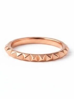 Real 14k Rose Gold Pyramid Ring Stacker Fine Jewelry Celebrity Stylist Curated